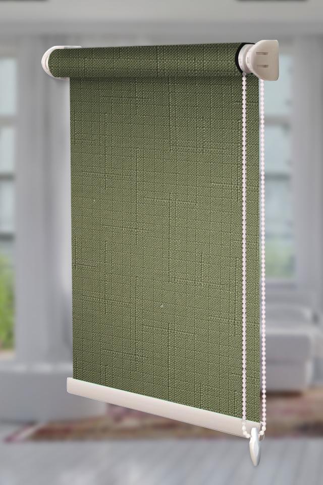 Рулонная штора Лен открытого типа 160х210 см Темно-зеленый (Len-RSS-01-5071)