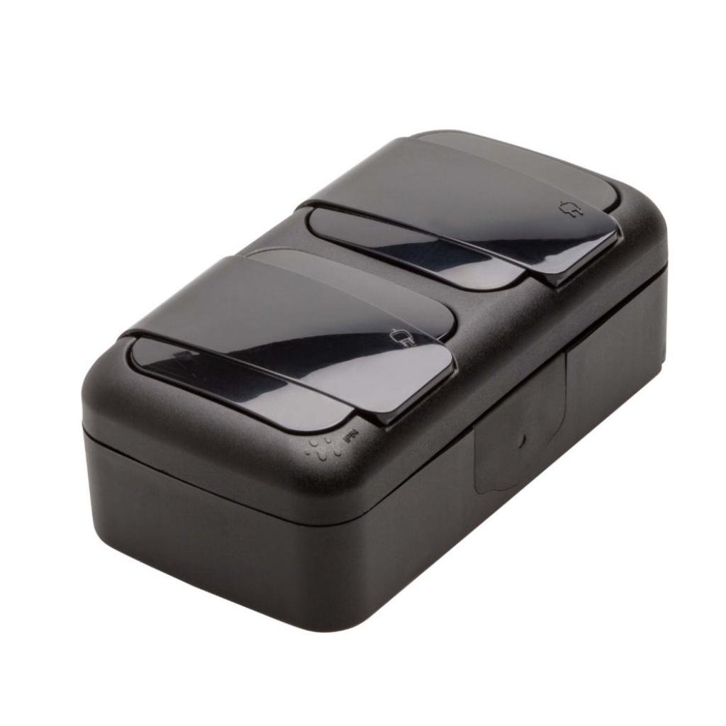 Розетка Viko Palmiye 2-а з заземленням Чорний