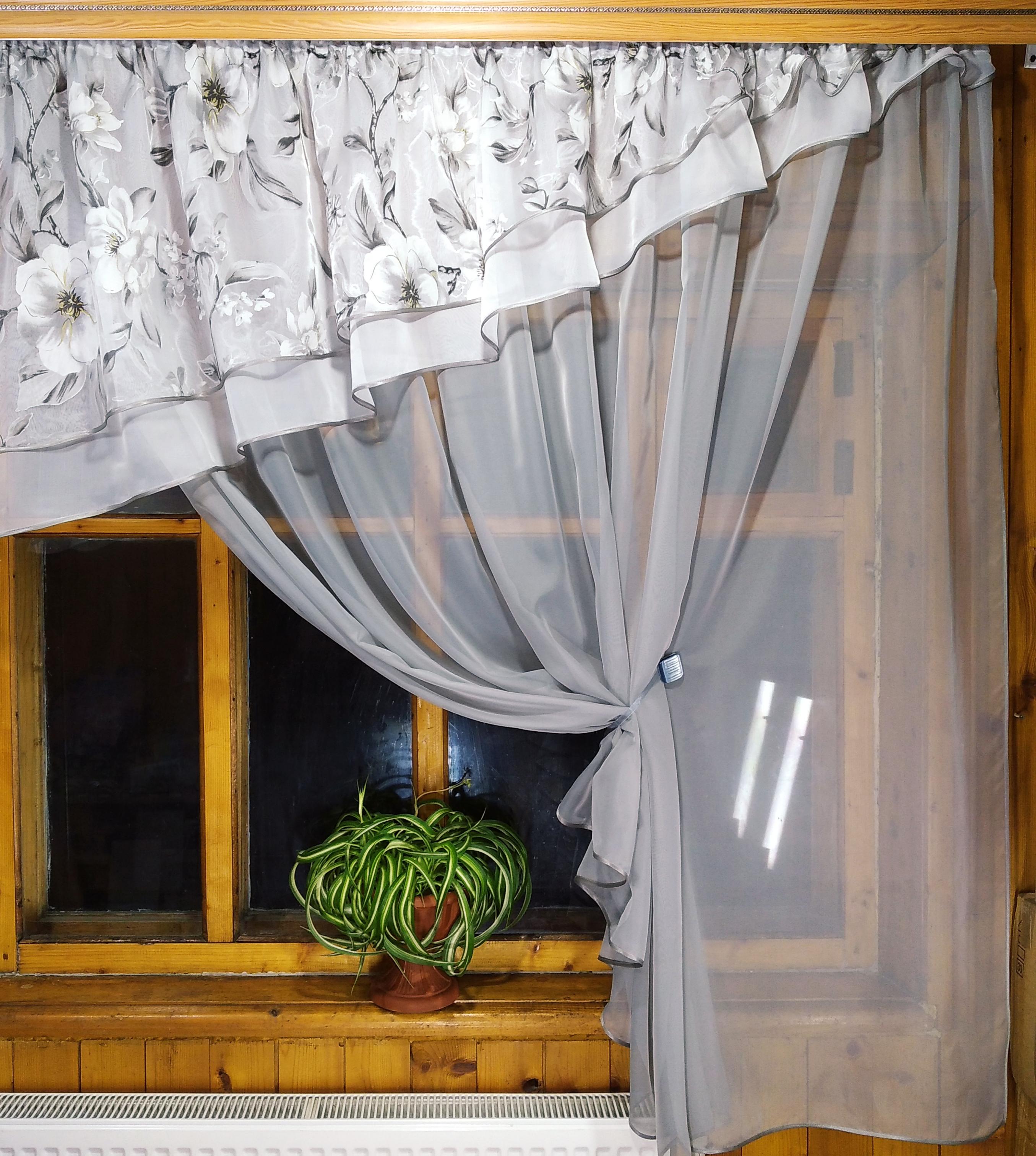 Занавеска кухонная короткая Алия Серый/Яблочный - фото 2 Занавеска кухонная короткая Алия Серый/Яблочный - фото 2