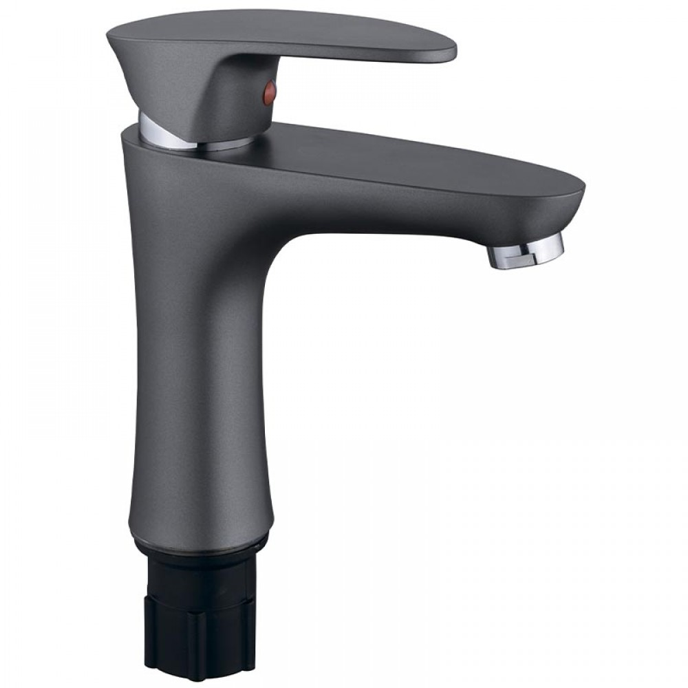 Смеситель для умывальника цвет графит из термопластика PLAMIX CEZAR-001 SET Graphite со шлангами (PM0688)