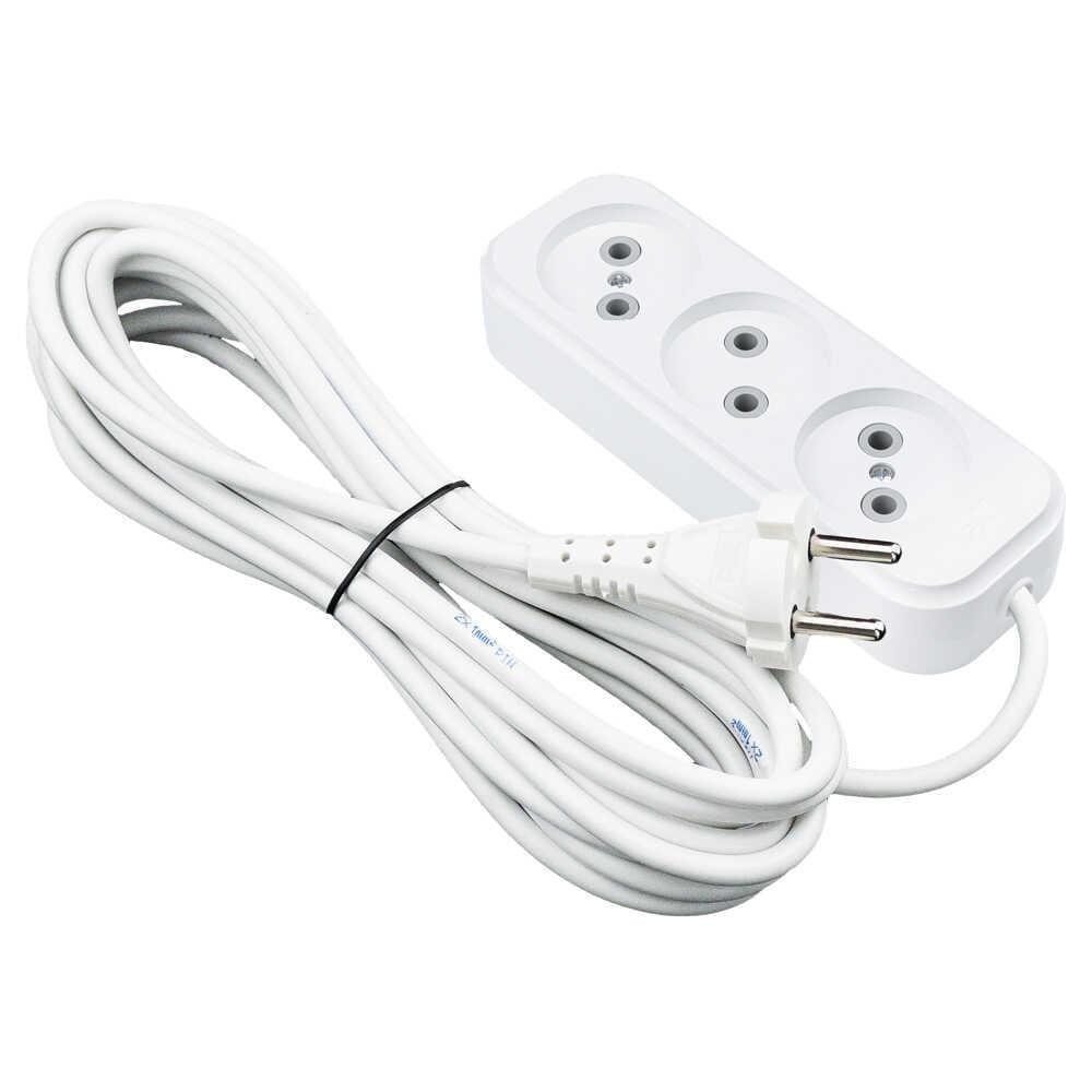 Подовжувач тримісний PiN 2х0,75 мм2 без заземлення 2 м (803020)