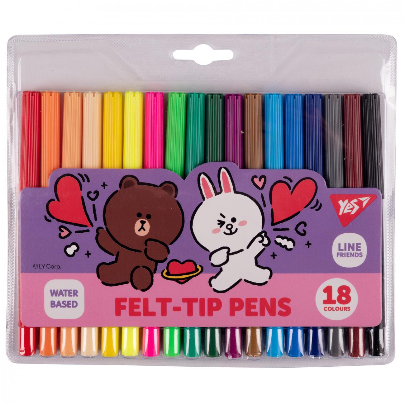 Фломастери Yes Line Friends 18 кольорів (MTT-190054)