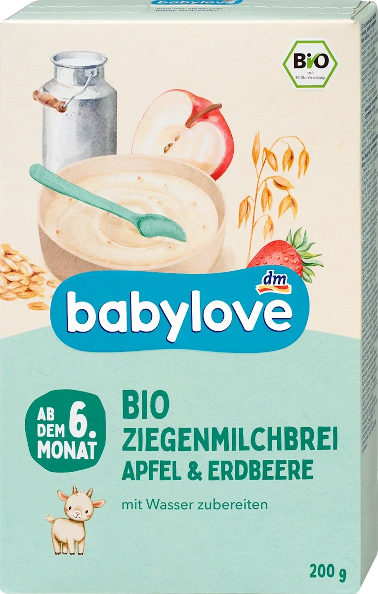 Вівсяна каша на козячому молоці Babylove зі смаком полуниці та яблука для дітей з 6 місяців 200 г (2763010390)