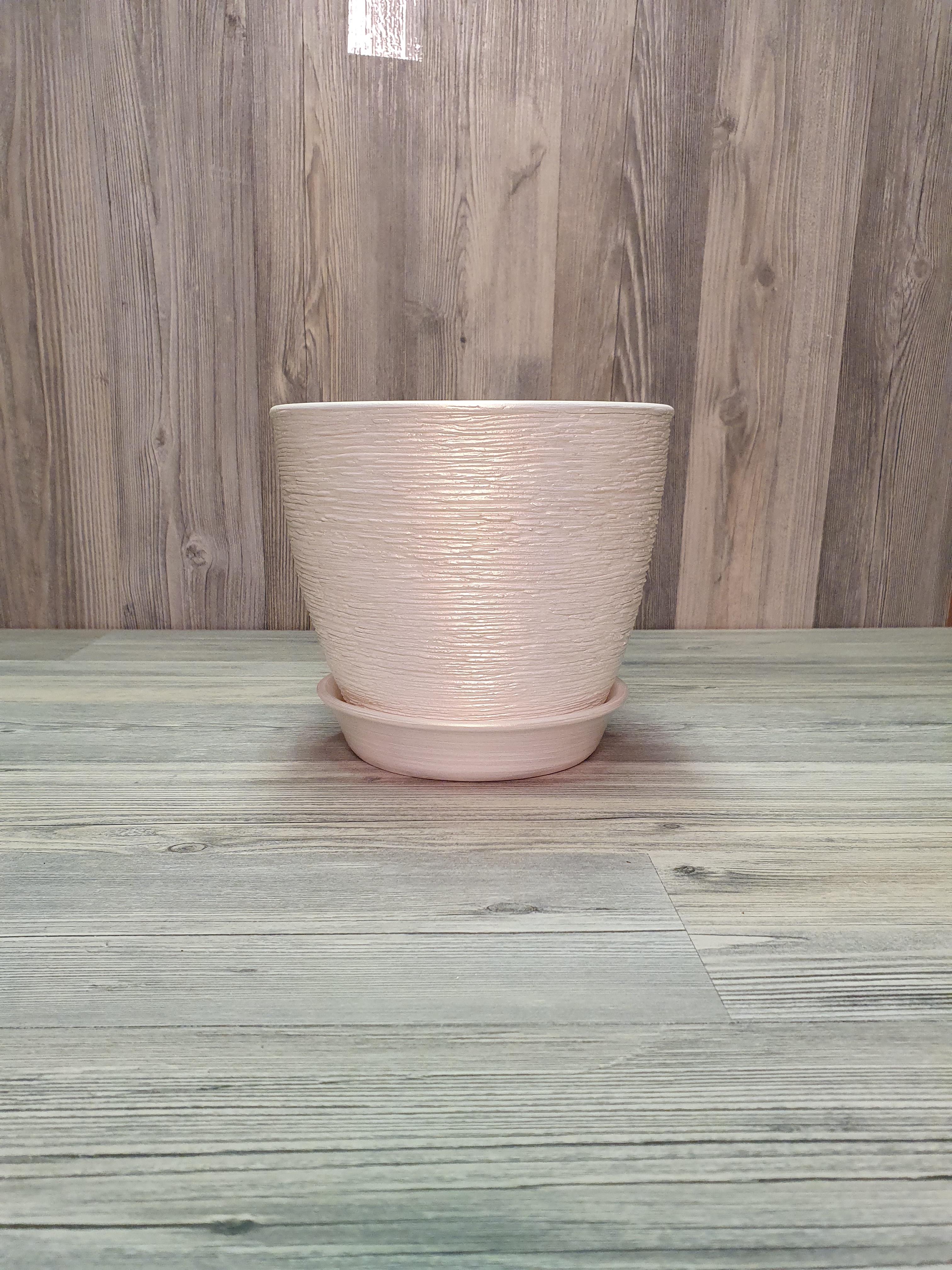 Горщик для рослин з піддоном 2 л Біло-золотий (5262) - фото 2 Горщик для рослин з піддоном 2 л Біло-золотий (5262) - фото 2