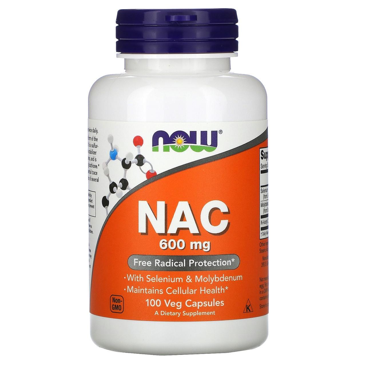 Ацетилцистеїн Now Foods NAC 600 мг 100 рослинних капс. (1317035443)