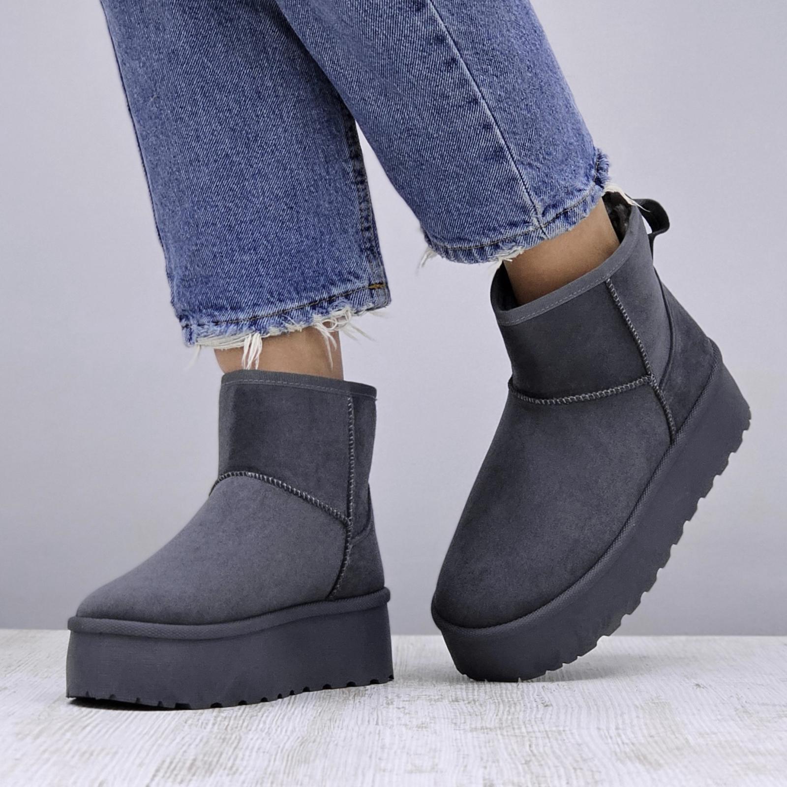 Уги зимові жіночі короткі на платформі р. 37 Темно-сірий (3329)