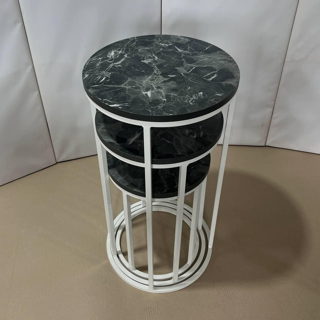 Комплект круглих столиків MIMOSA Петра Неро/Білий