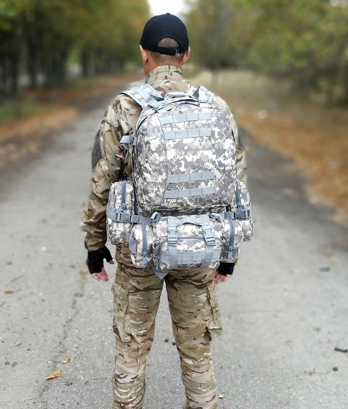 Рюкзак тактический с подсумками RVL B08 пиксель 55 л Камуфляж (-1572564296) - фото 3 Рюкзак тактический с подсумками RVL B08 пиксель 55 л Камуфляж (-1572564296) - фото 3