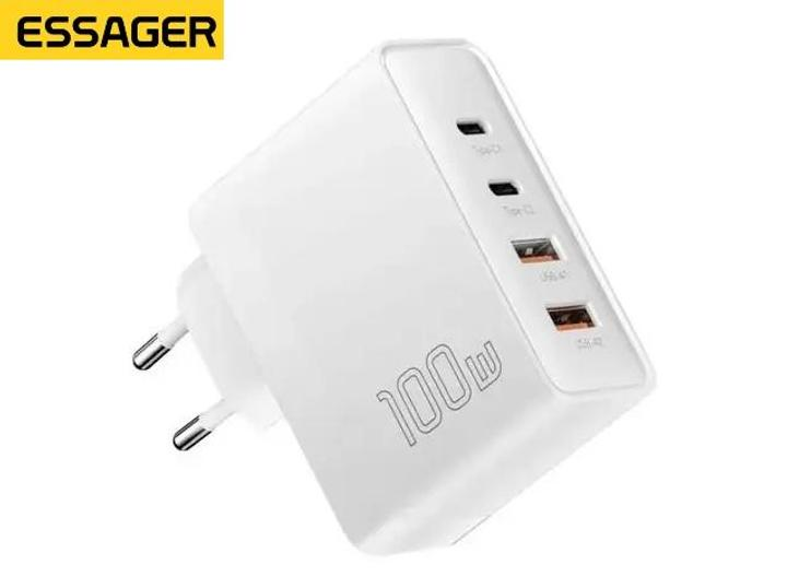 Зарядное устройство Essager GAN для ноутбука быстрая зарядка 4 порта 100W White (23511042) - фото 5 Зарядное устройство Essager GAN для ноутбука быстрая зарядка 4 порта 100W White (23511042) - фото 5