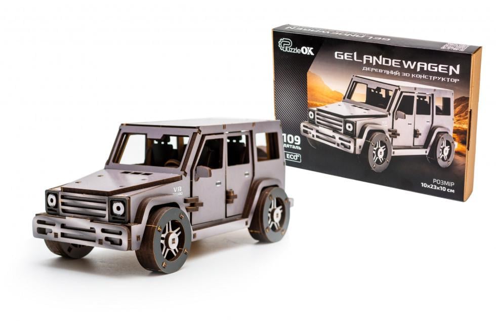 Пазл конструктор из дерева 3D Механический PuzzleOK Gelandewagen Гелик Кубик 109 деталей
