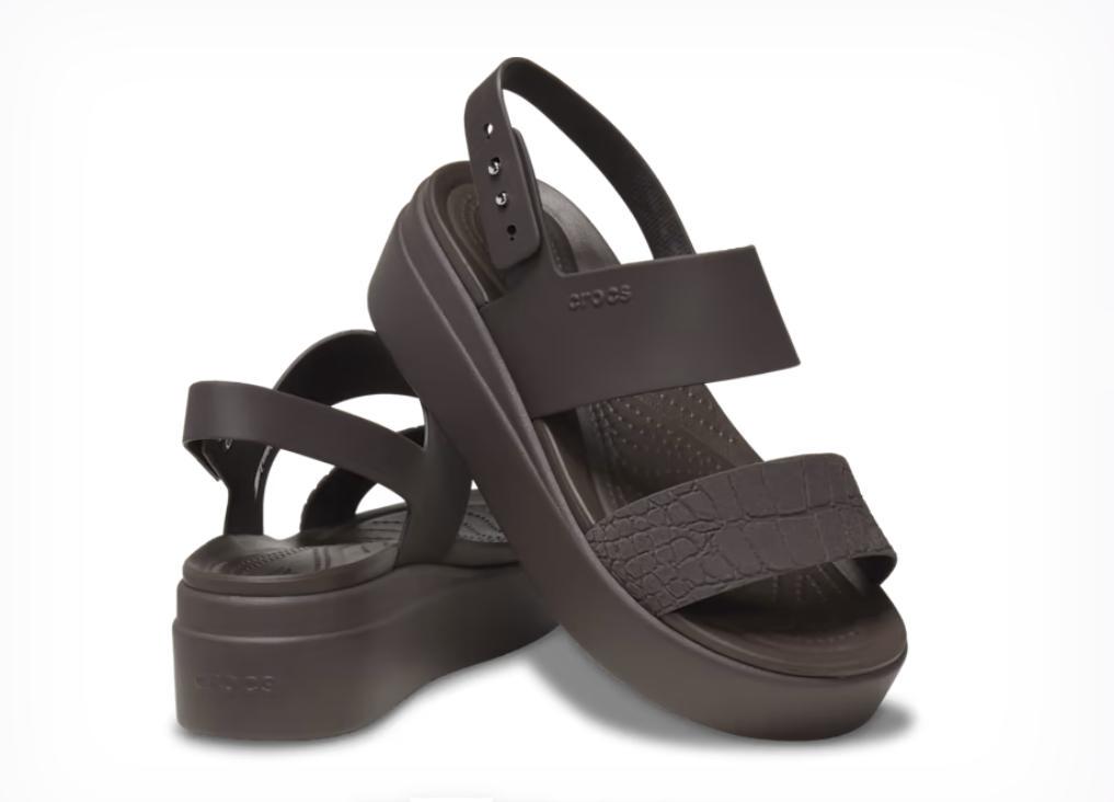 Сандалі жіночі Crocs Brooklyn Croco Low Wedge р. 38/8 24,5 см Espresso (208585) - фото 3