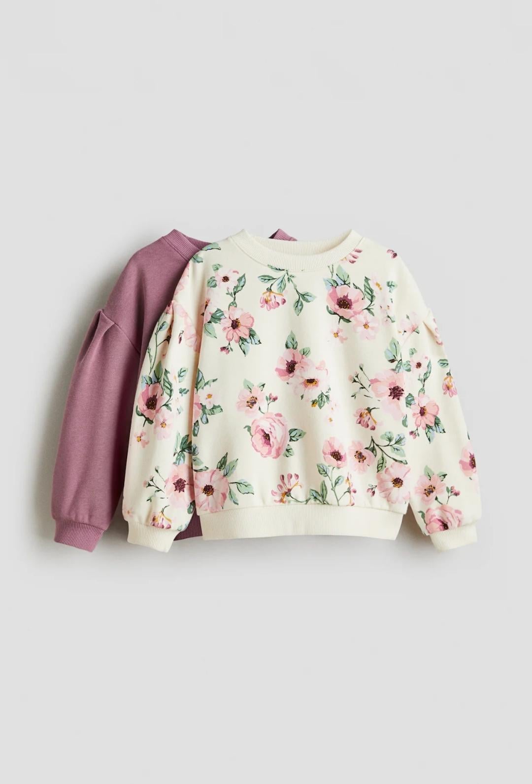 Набір дитячих світшотів для дівчинки H&M 92 см 2 шт. Бузковий/Молочний (26062205A)