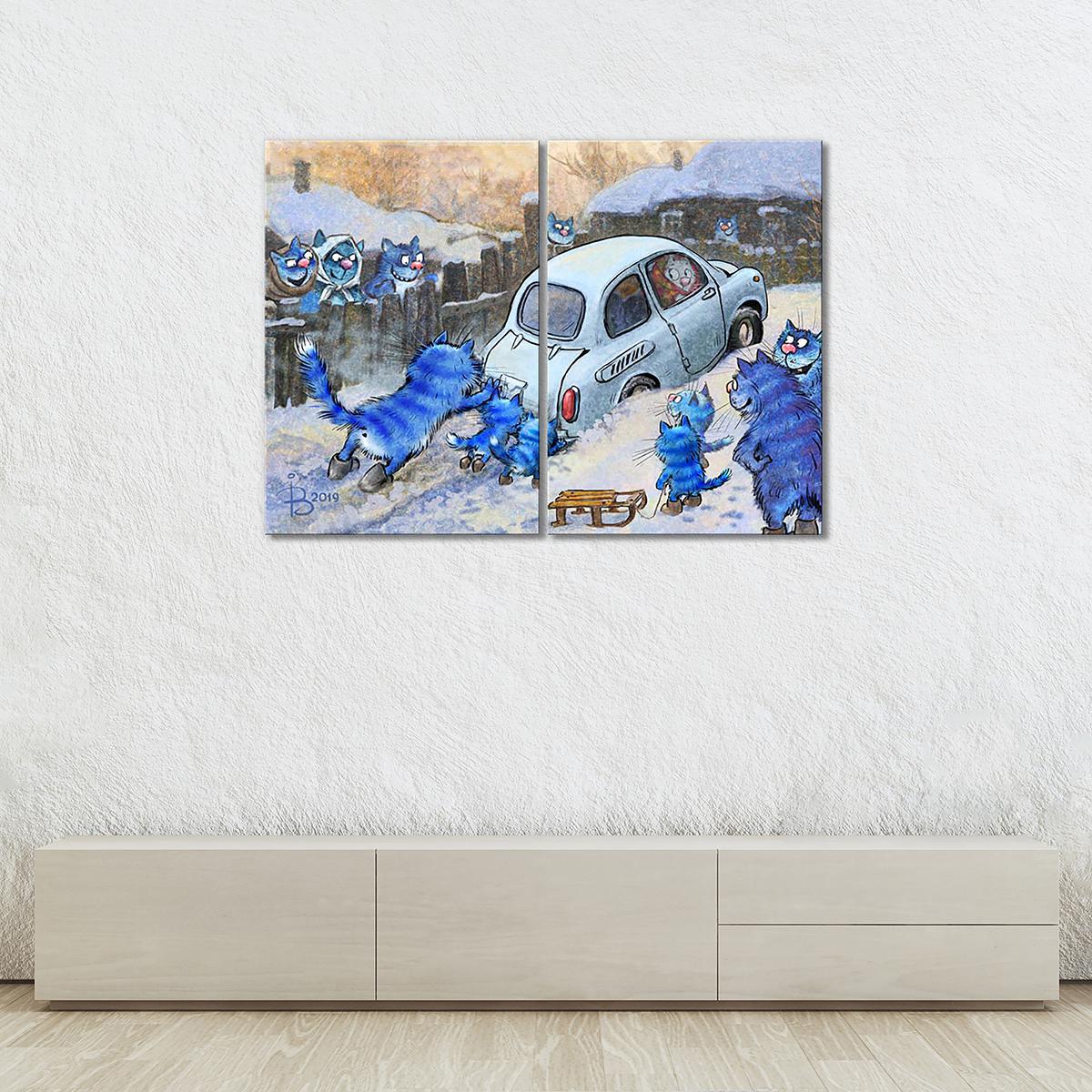 Модульная картина По-соседски 2 модуля 60x90 см