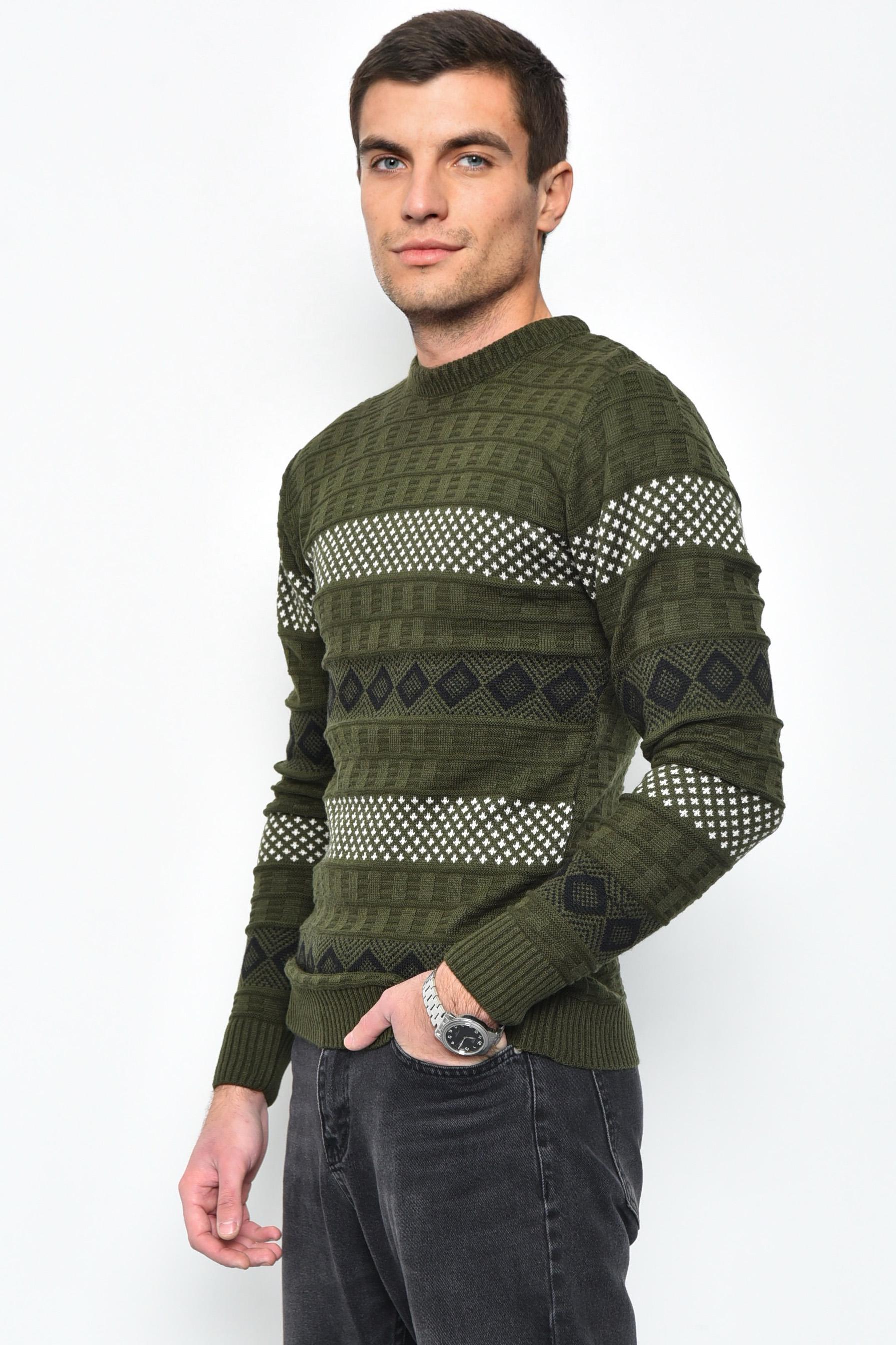 Светр чоловічий M Зелений акриловий (169918) - фото 2 Светр чоловічий M Зелений акриловий (169918) - фото 2