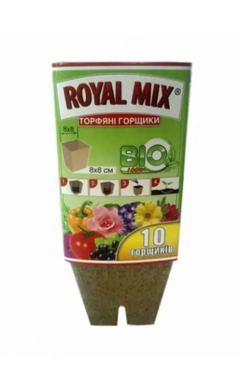 Торфяные горшочки ТД Гекса-Україна Royal Mix 11-03-008 8х8 см квадратные (IR00222) - фото 1