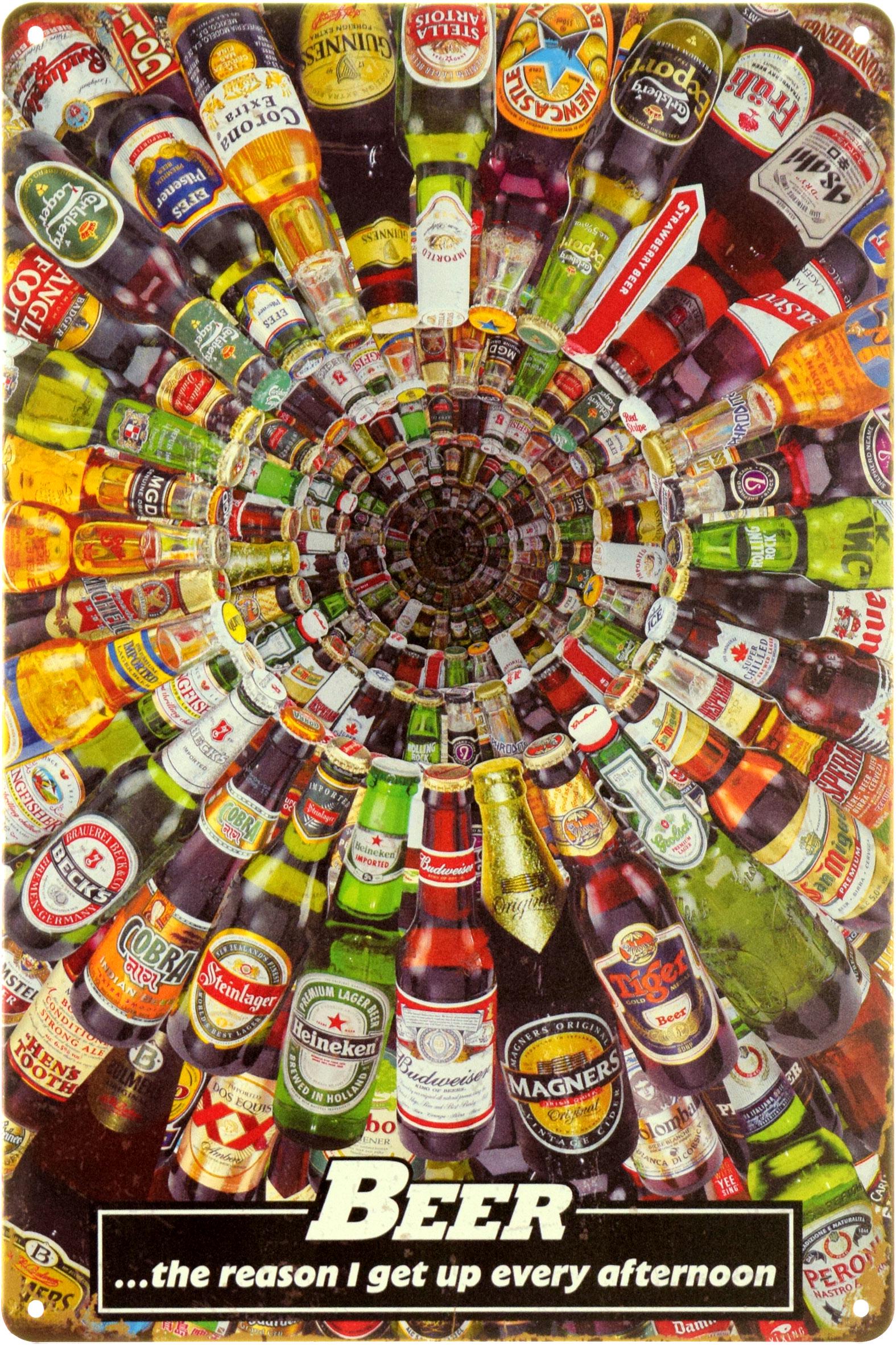 Табличка металлическая "Beer The Reason I Get Up Every Afternoon" 20x30 см (ms-104047)