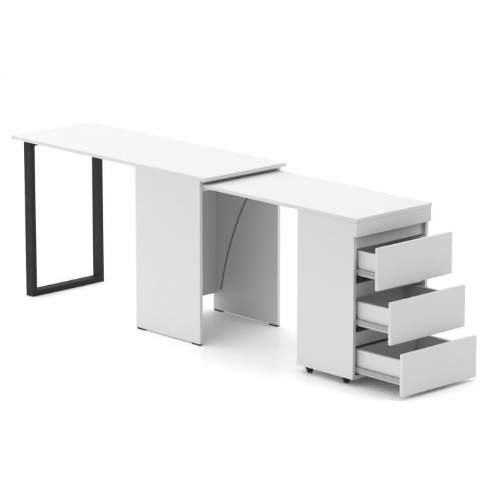 Стіл-комод трансформер Knap Knap Shiron Jumbo з додатковою поворотною стільницею Білий - фото 2