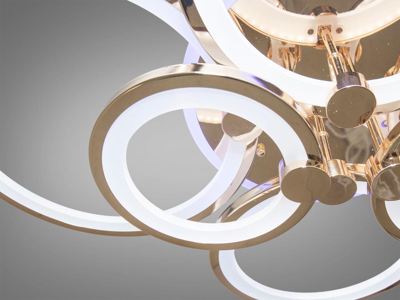 Люстра светодиодная в спальню с пультом 8022-6G-LS 135W на 19 м2 Золотой (1984255042) - фото 6