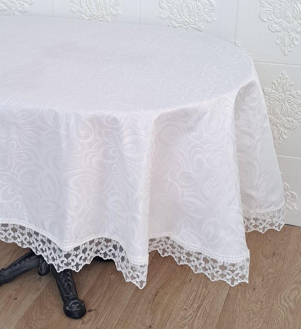Скатерть с кружевом Masali Model 514 160x260 см ovale Cream (CN22397)