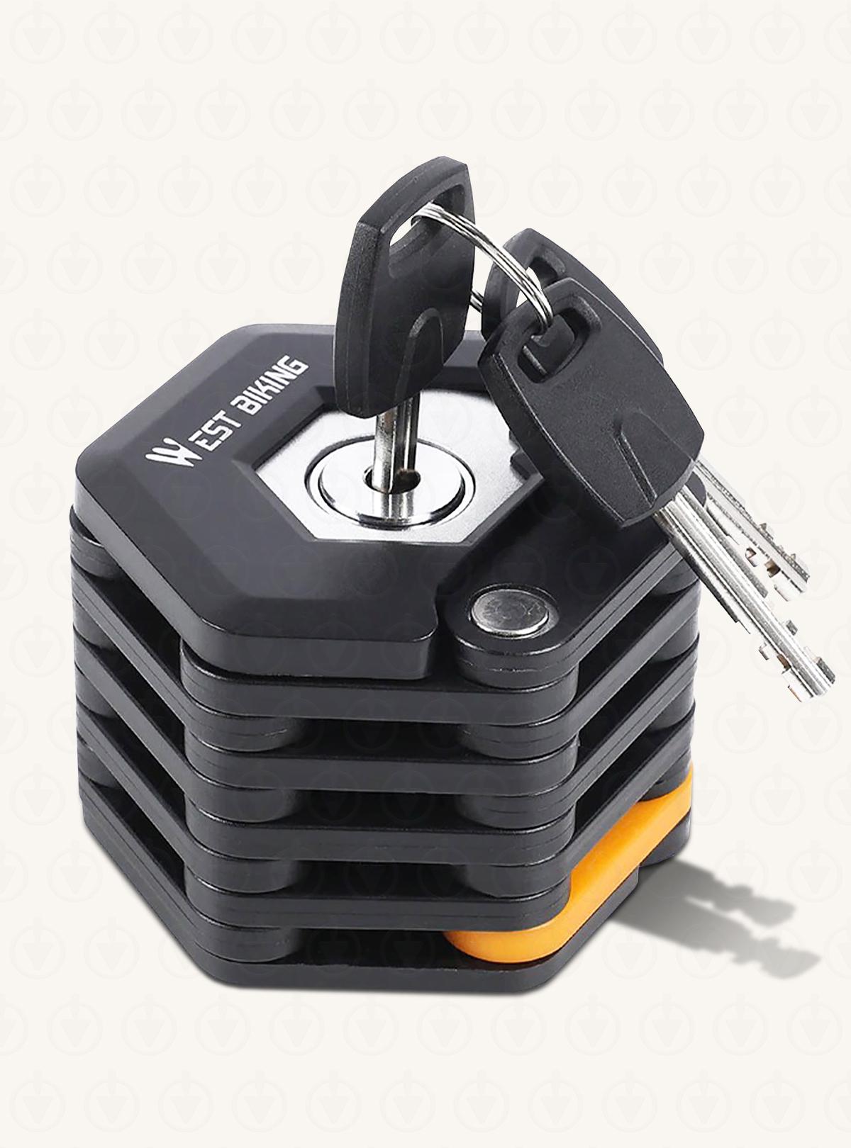 Велозамок WestBiking YP0705045 сегментный с защитой от взлома 8717 Черный (64944)