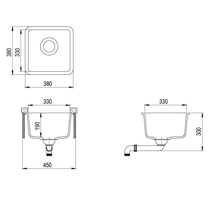Мойка кухонная Aquasanita ARCA SQA100W с сифоном 601 Black Metallic (AQ-T1) - фото 5