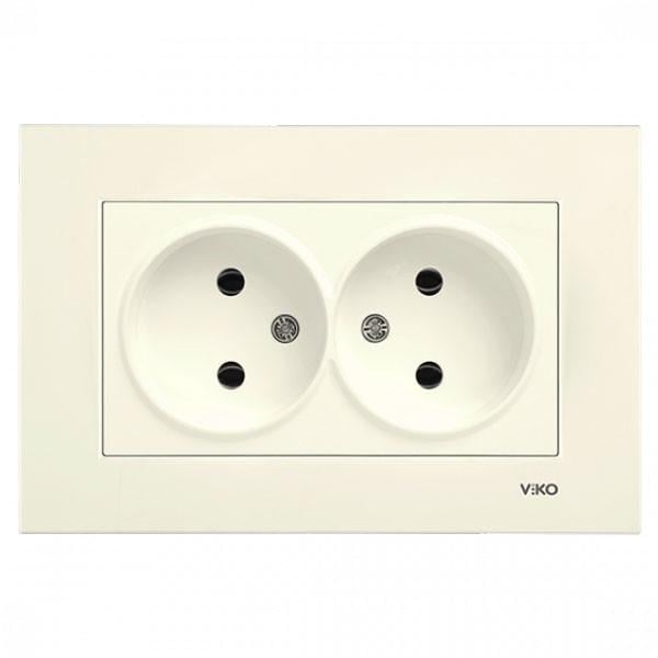 Розетка Viko Karre подвійна без заземлення Кремовий (90960155)