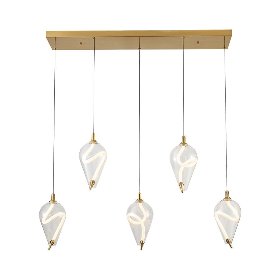 Люстра подвесная светодиодная Levistella 788P10076S-5 AB/CL прозрачные плафоны Бронза