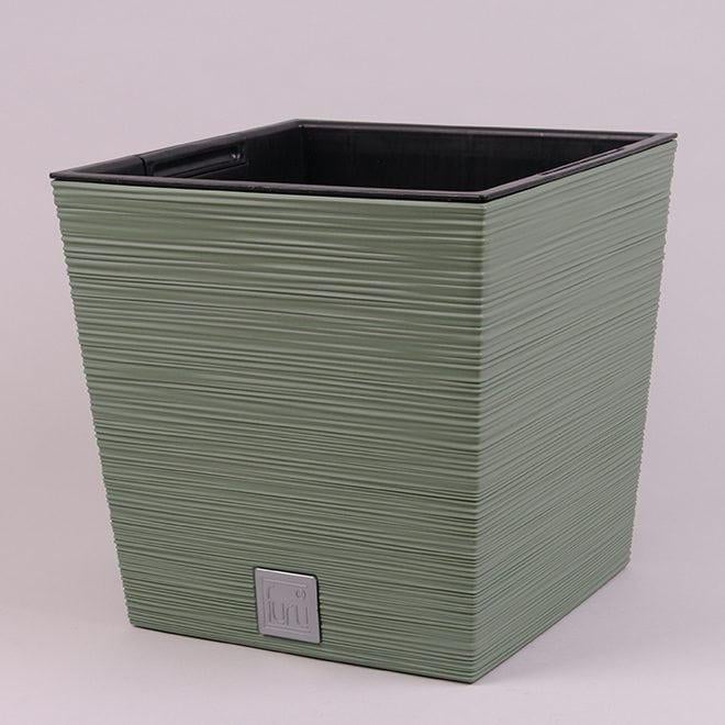 Горшок пластиковый Flora FURU SQUARE LOW с вкладом 23х23 см Зеленый (92316)