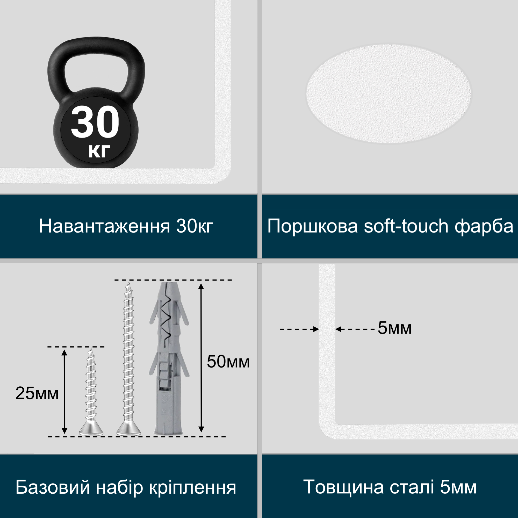 Держатель для полок Лофт универсальный 235х100 мм 1 шт. Белый - фото 3