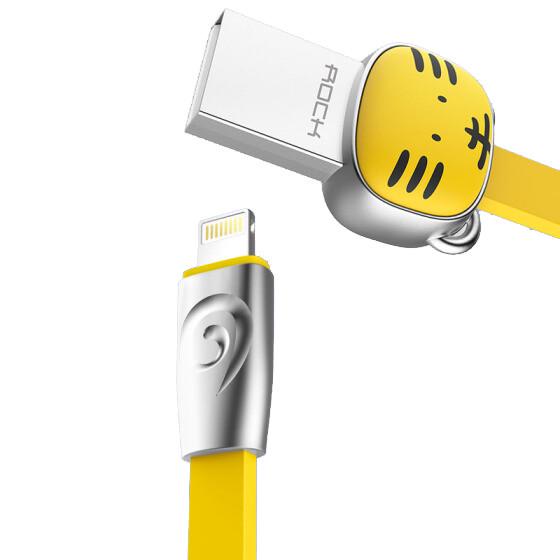 Кабель Lightning Rock Zodiac Tiger RCB0503 для зарядки і передачі даних плоский 1 м Жовтий