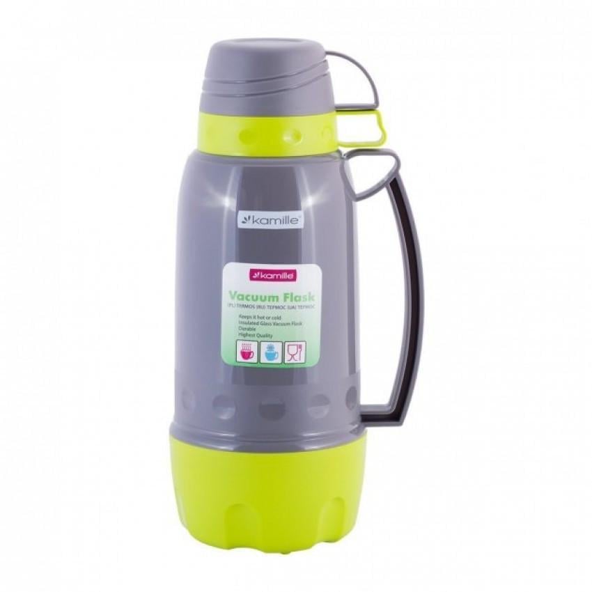 Термос Kamille KM-2081 пластиковый со стеклянной колбой 1,8 л Салатовый (1711516694)