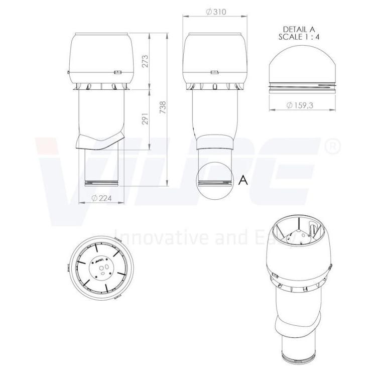 Выход вентиляционный Vilpe для битумной черепицы утепленный Ø 160 мм 500 мм 3009 Красный (30078896) - фото 3 Выход вентиляционный Vilpe для битумной черепицы утепленный Ø 160 мм 500 мм 3009 Красный (30078896) - фото 3