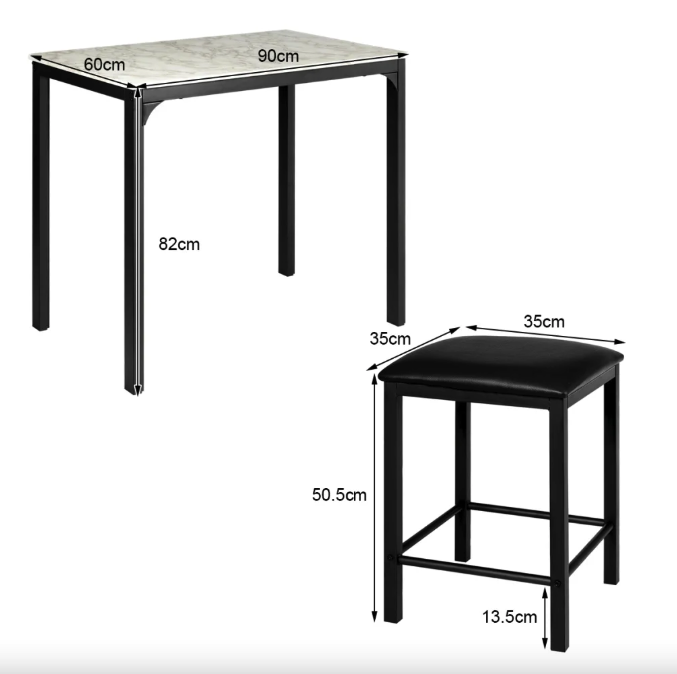 Комплект мебели Costway Venni барный стол с табуретом 2 шт. (4775) - фото 2 Комплект мебели Costway Venni барный стол с табуретом 2 шт. (4775) - фото 2