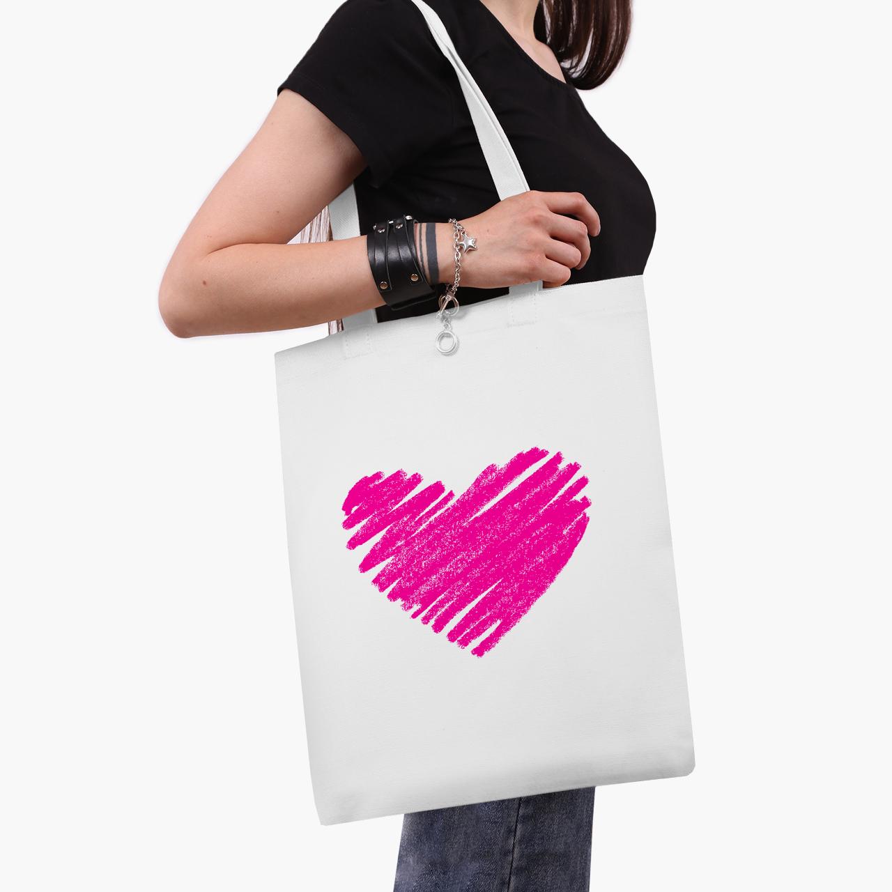 Эко сумка шоппер Сердце Heart 41x35 см Белый (9227-2835-WT1)