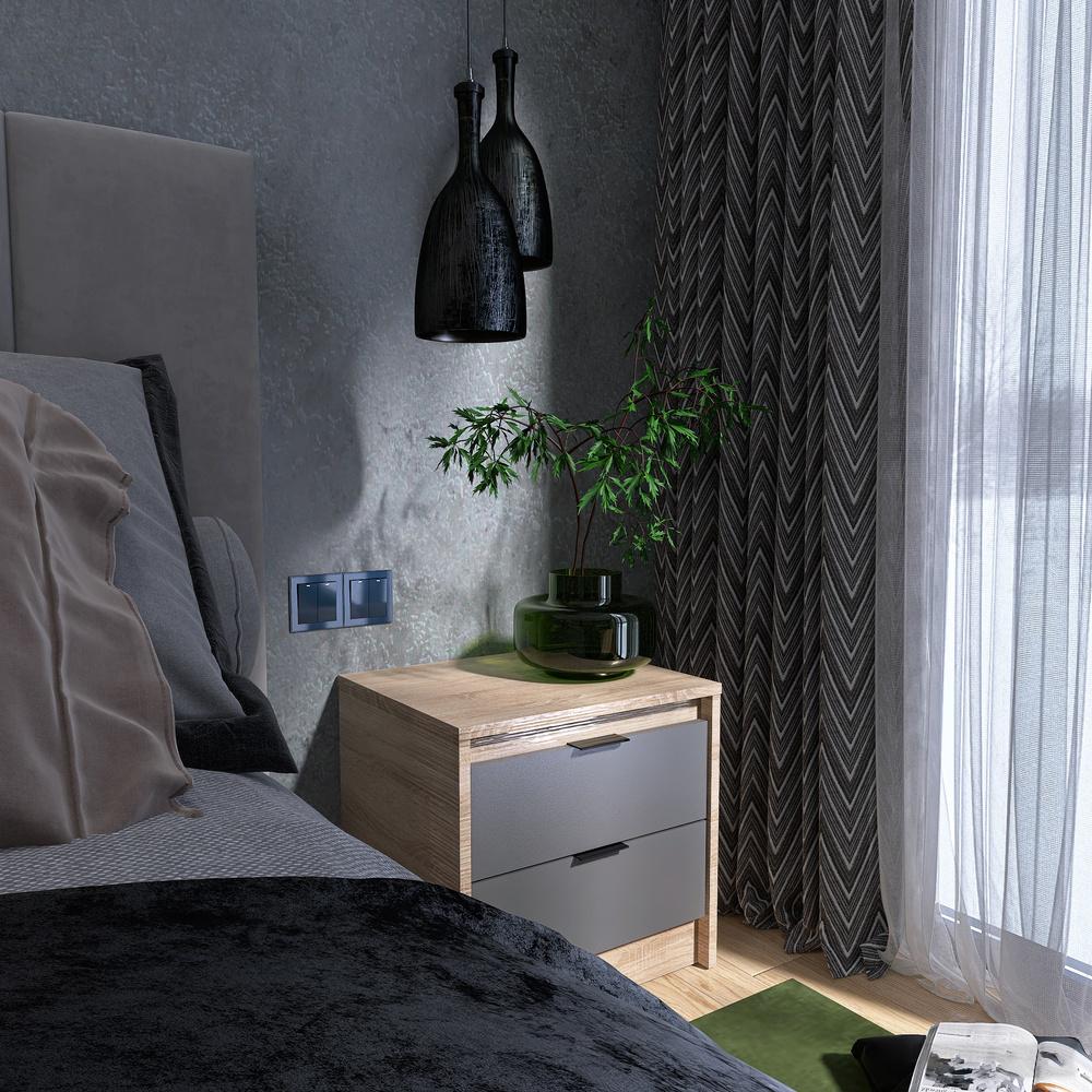 Тумба прикроватная Эверест Сити-450 45,2х38х44,2 см Дуб сонома/Графитовый (EVR-071089) - фото 3 Тумба прикроватная Эверест Сити-450 45,2х38х44,2 см Дуб сонома/Графитовый (EVR-071089) - фото 3