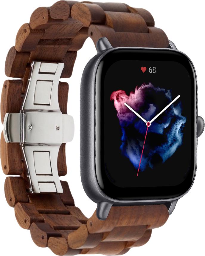 Ремешок деревянный WoodLock для Amazfit GTS 3 Brown (28290-30)