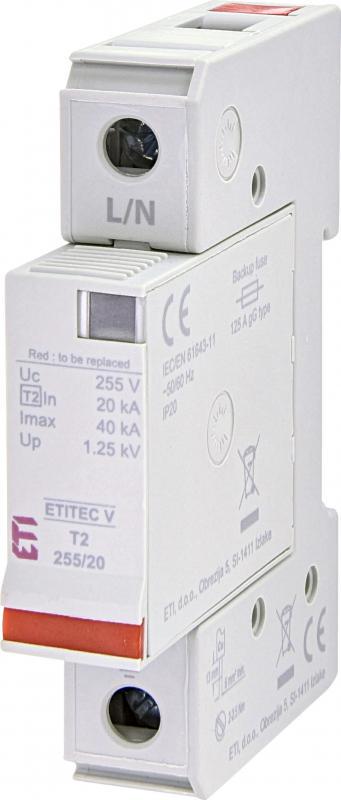 Ограничитель перенапряжения ETI ETITEC V T2 1Р 40кА 255В (2442952)