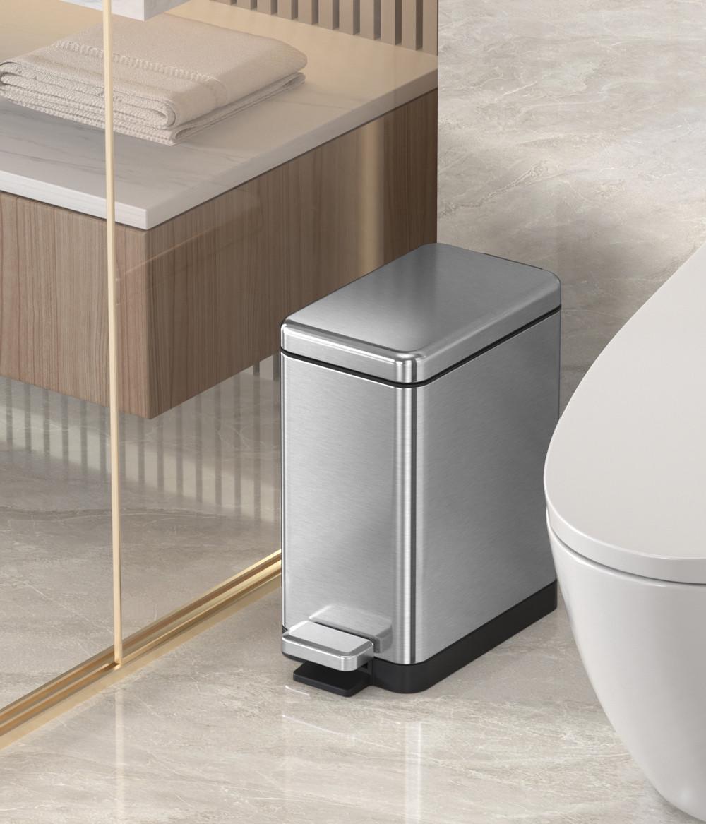 Ведро для мусора прямоугольное KOER TC-010210-02 с плавным закрыванием 10 л Нержавейка (KR5597) - фото 4