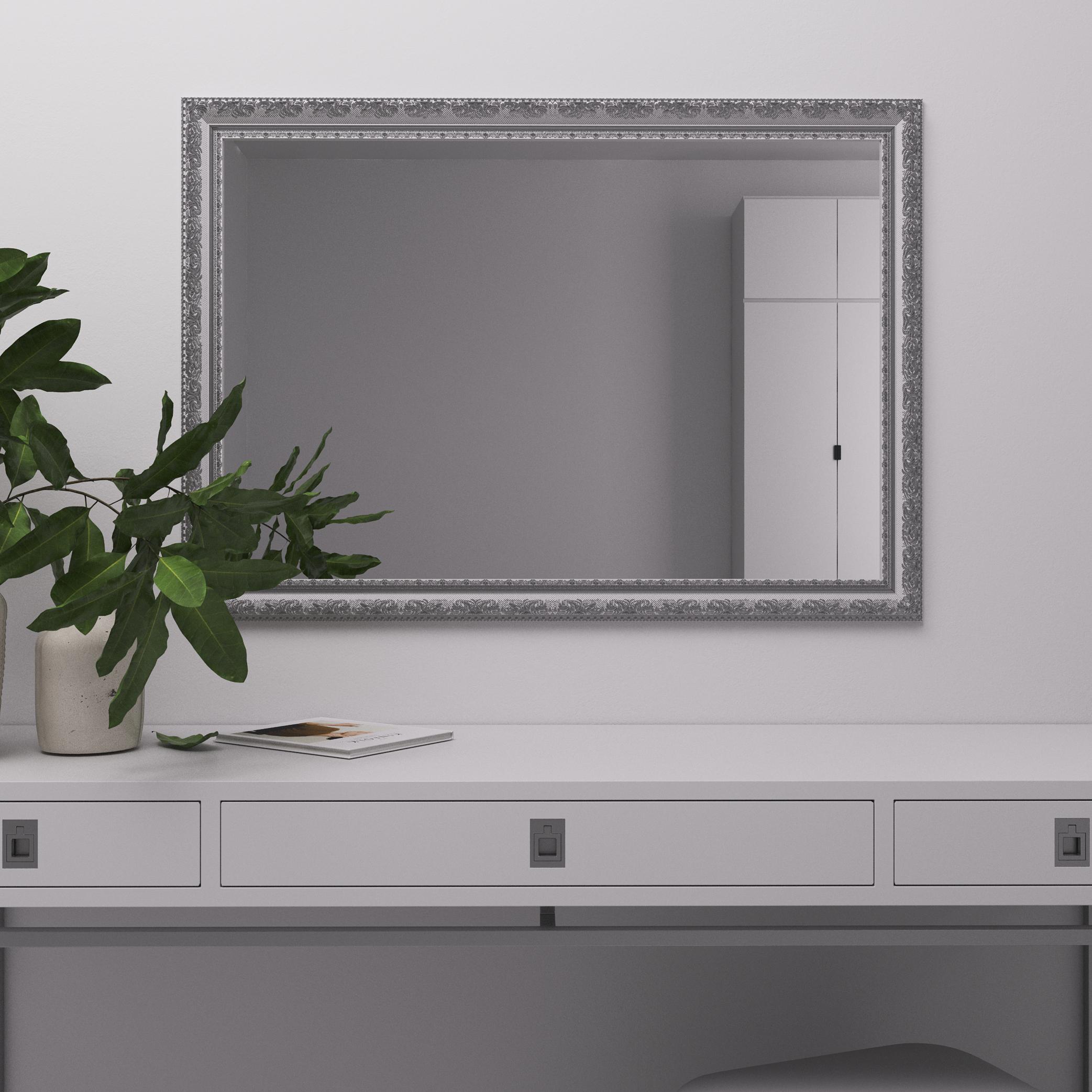 Зеркало Black Mirror 100х70 Белый с патиной серебра (5826A-64S)