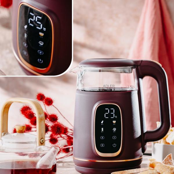 Електрочайник Adler AD 1305 скляний з установкою температури 2200 Вт 1,7 л Burgundy (AD1305BU) - фото 8 Електрочайник Adler AD 1305 скляний з установкою температури 2200 Вт 1,7 л Burgundy (AD1305BU) - фото 8