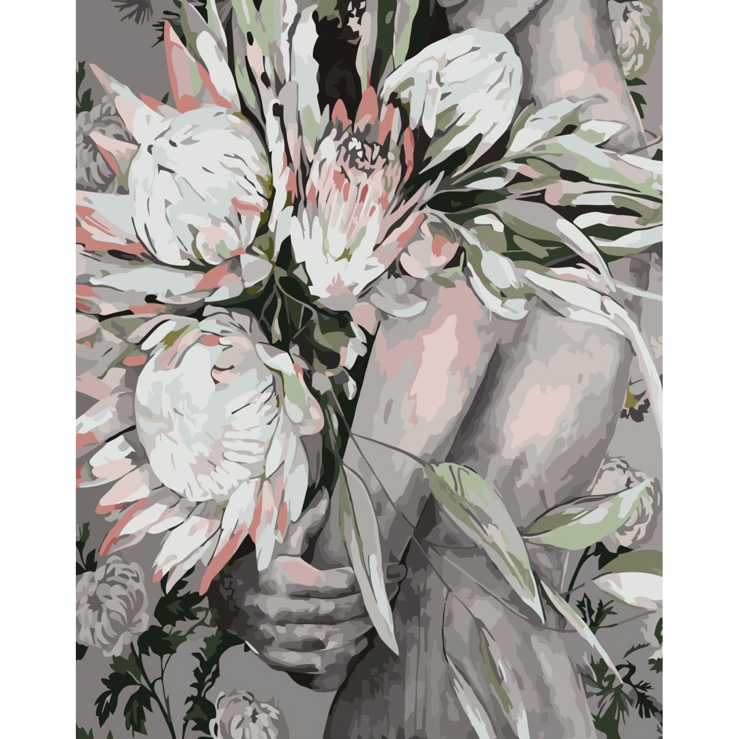 Картина по номерам Strateg Премиум Букет протеи в объятиях с лаком 40х50 см (VA-3344)