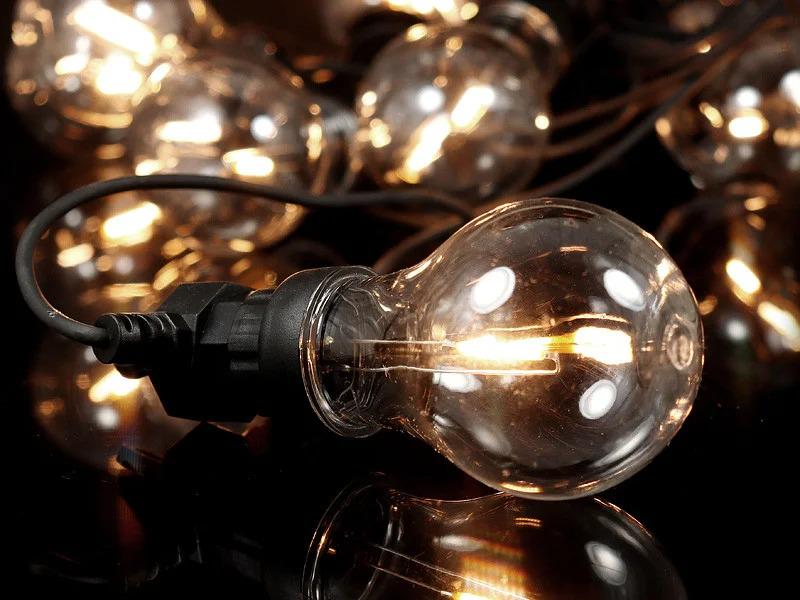 Гирлянда нить ретро лампочки 10 водонепроницаемых прозрачных лампочек 5 м Теплый белый