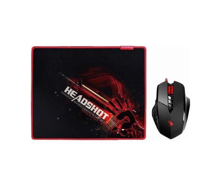 Миша A4Tech V7M71 Bloody Optical USB 2000 dpi metal feet + коврик B-071 Black