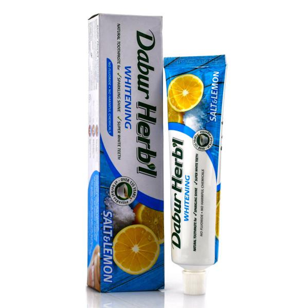 Зубна паста без фтору з сіллю та лимоном для відбілювання Dabur Herb'l 150 г