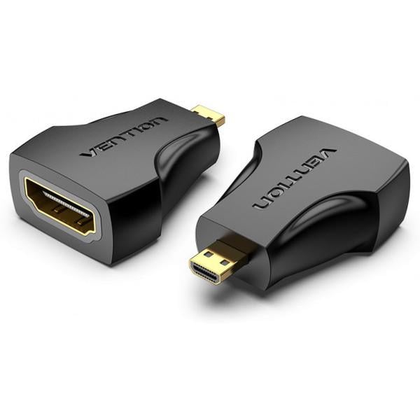 Переходник Vention HDMI-microHDMI F/M 1080P 60Hz Upgraded gold-plated Black (AITBO)