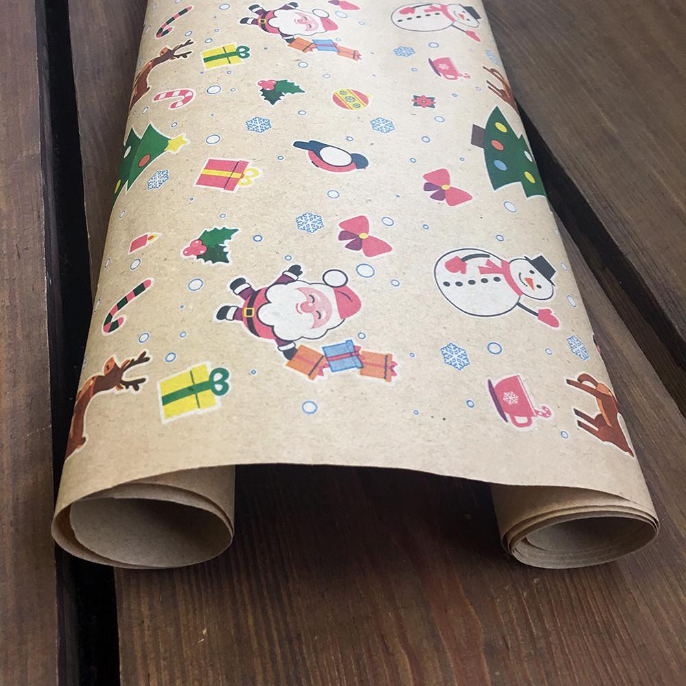 Крафт-бумага подарочная LOVE&HOME Санта 0,7х1 м 70 г/м2 (1PAPPR59)