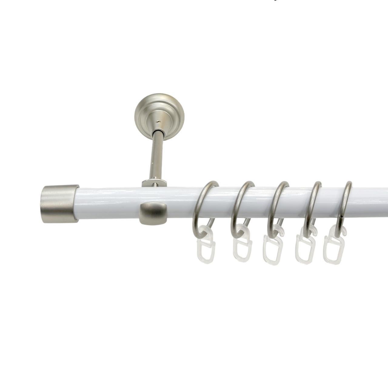 Карниз трубчатый одинарный Orvit заглушка 19 мм 240 см Белый/Сатин (009-1032) - фото 1