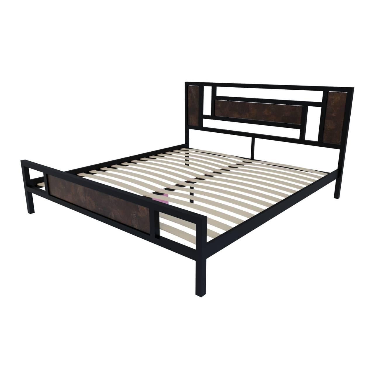 Кровать металлическая в стиле Loft ADEL двуспальная 180х200 см Оксид/Черный мет (000083202)