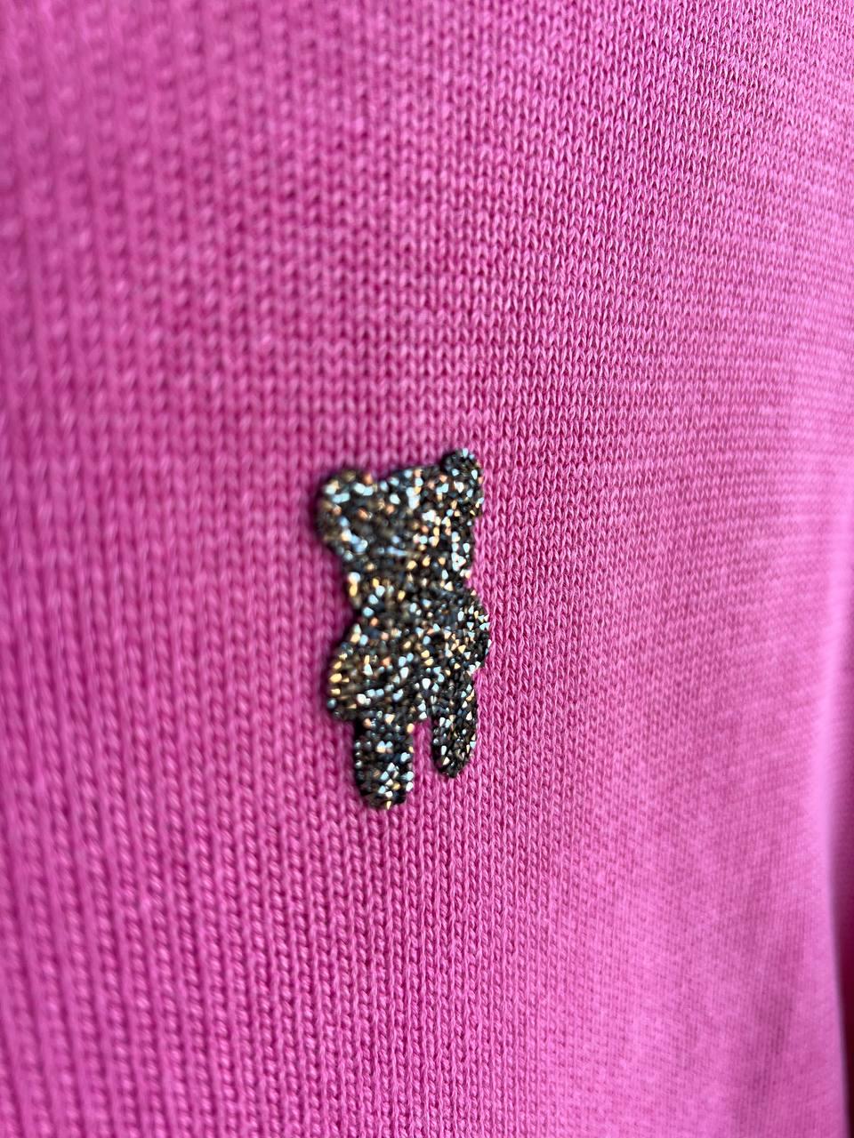Светр жіночий A-N 870 варений ведмедик камінчики середня довжина оверсайз р. 44-48 Рожевий (3121) - фото 4 Светр жіночий A-N 870 варений ведмедик камінчики середня довжина оверсайз р. 44-48 Рожевий (3121) - фото 4