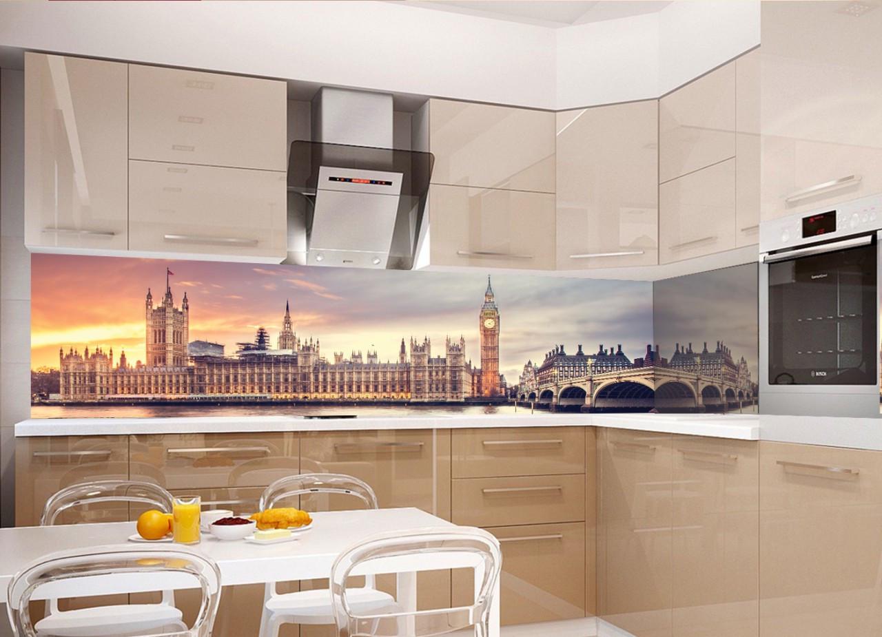 Кухонный фартук Лондон 2 из самоклеющейся виниловой пленки 65х250 см Бежевый